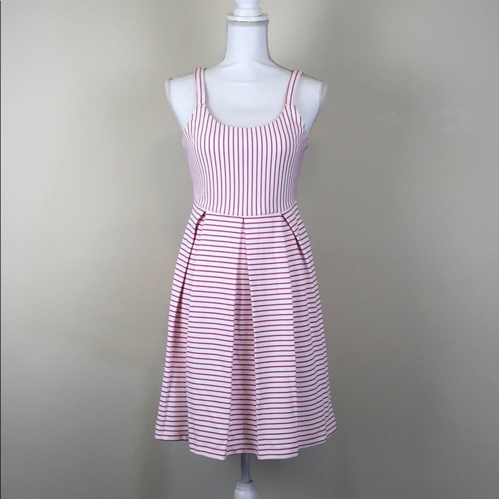 Freeway Pink & White Striped Pleated Dress Size S
